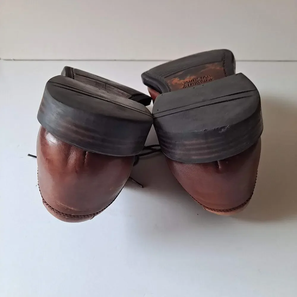 Johnston & Murphy Tabor Lace Up Cap Toe Leather Oxford Shoes Brown Mens Siz 11.5